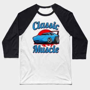 Classic Muscle Car Hot Rod Cartoon Baseball T-Shirt